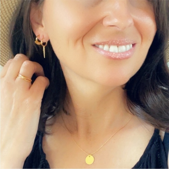 24K Gold Hoop Spike Earrings - Picture 5 of 5